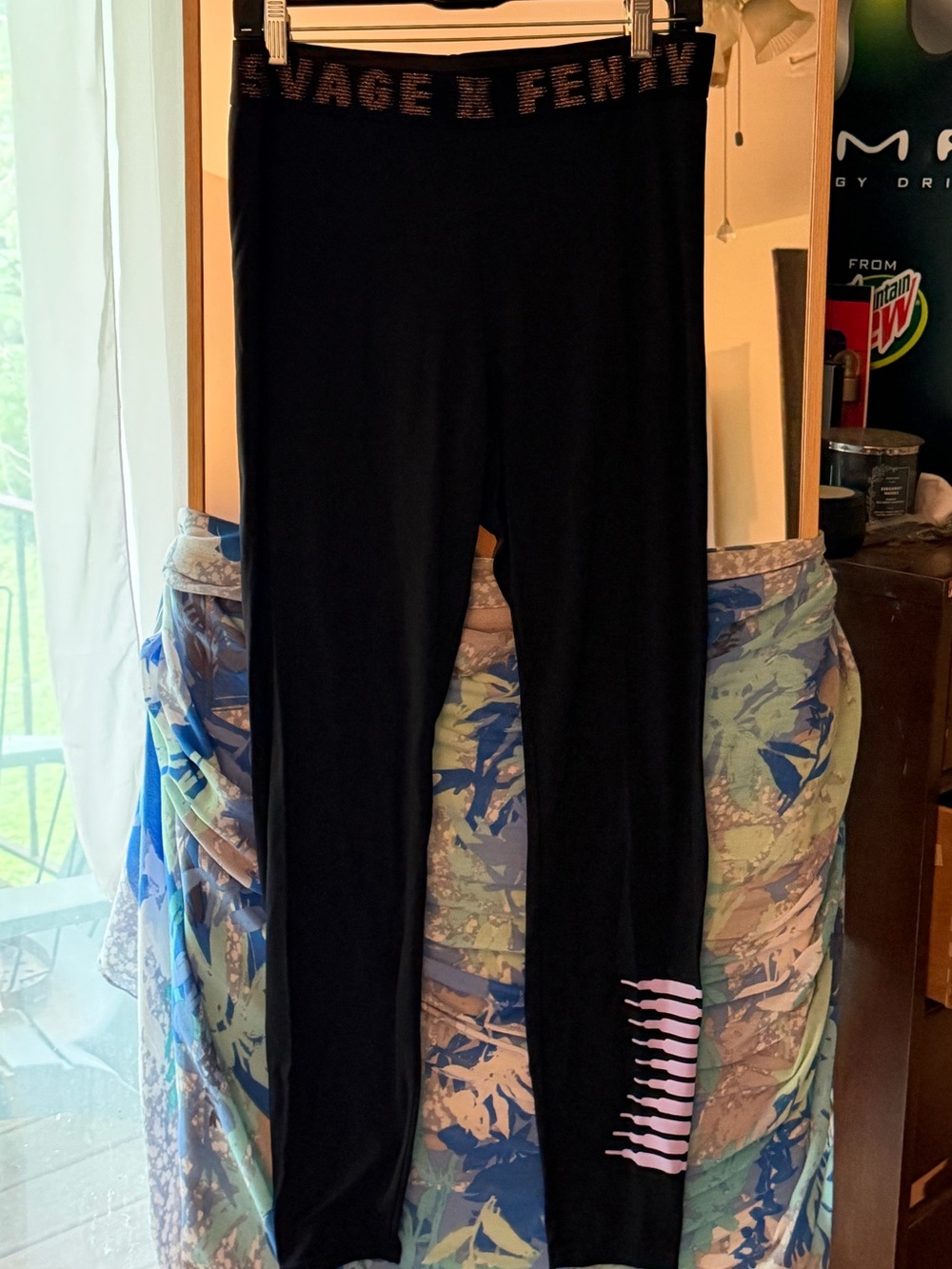 Savage X Fenty Black Leggings with Pink Accent Tag